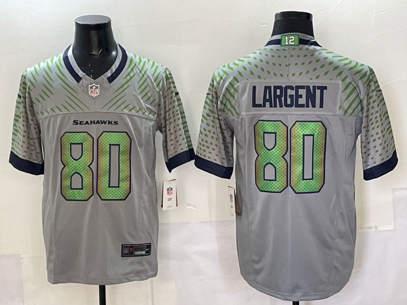 Men 2025 Seattle Seahawks #80 Largent Grey 5th generation Throwback Nike Limited NFL Jersey style 01->cleveland indians->MLB Jersey